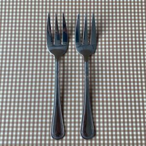 2 GIBSON 18/0 STAINLESS Silverware Steak/ Meat Serving Fork